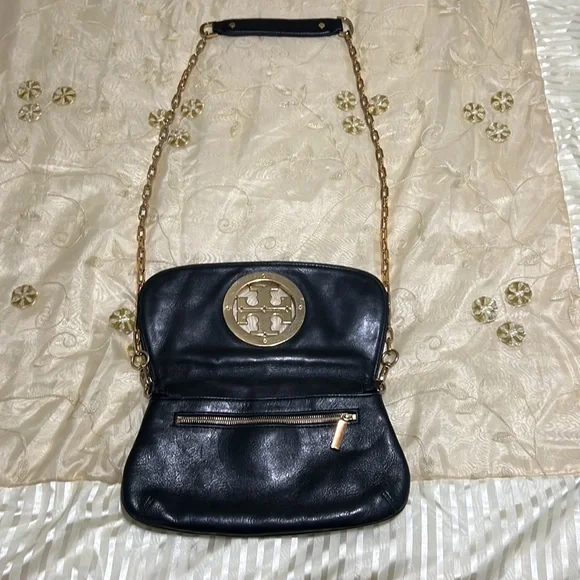 Tory Burch Reva Logo Black Leather Crossbody Bag - Picture 6 of 9